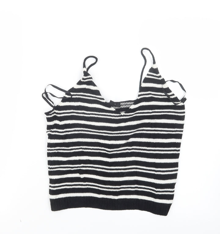 Atmosphere Womens Black Striped Knit Cropped Tank Size 10