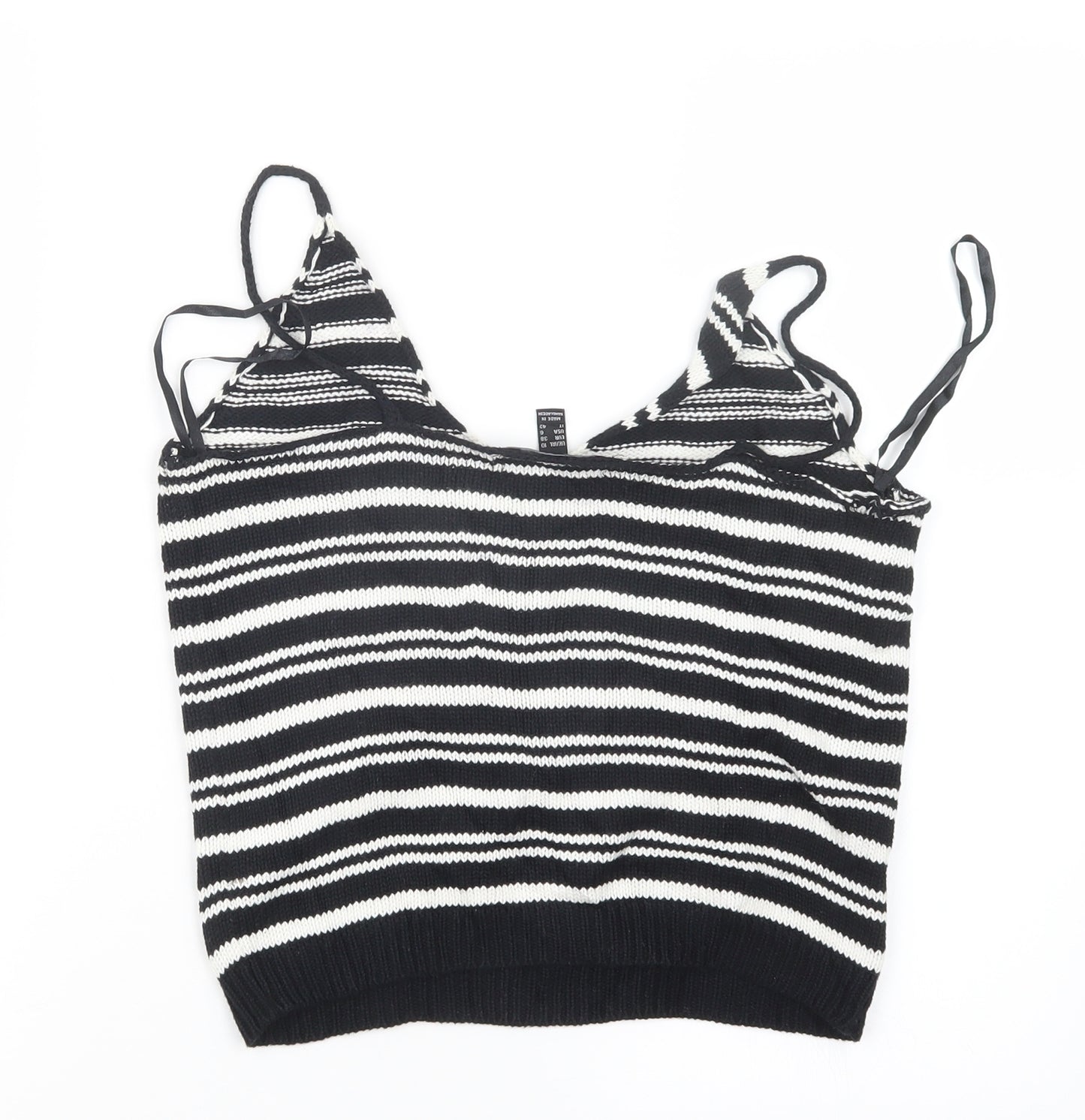 Atmosphere Womens Black Striped Knit Cropped Tank Size 10