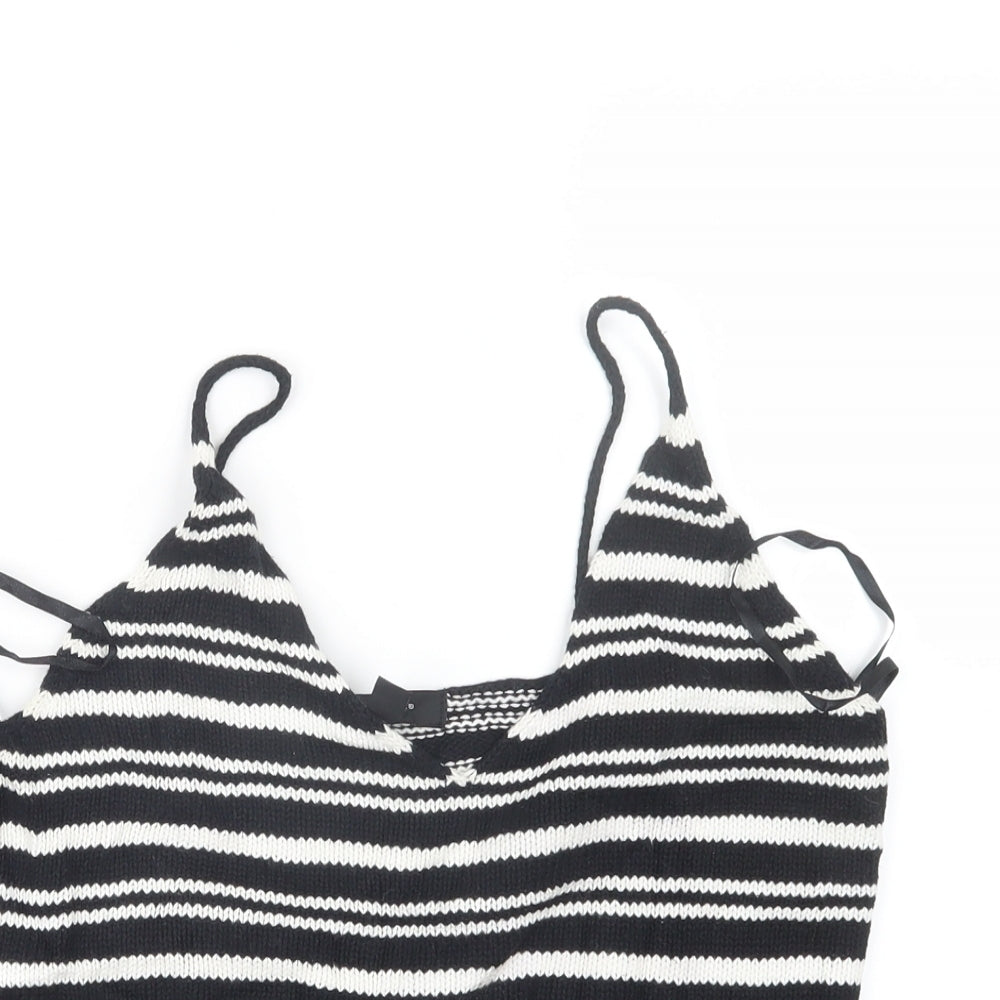Atmosphere Womens Black Striped Knit Cropped Tank Size 10