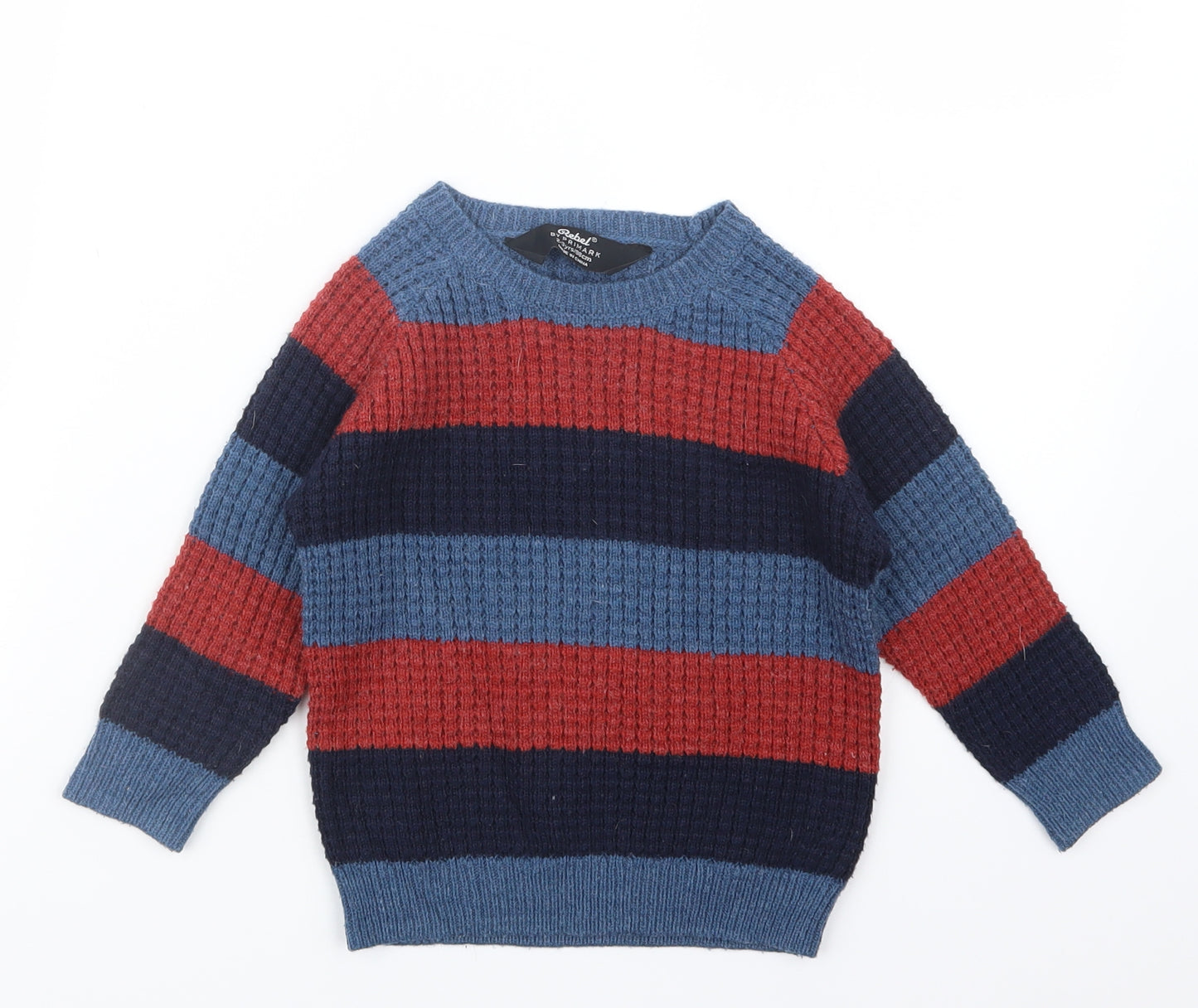 Rebel Boys Blue  Knit Pullover Jumper Size 2-3 Years
