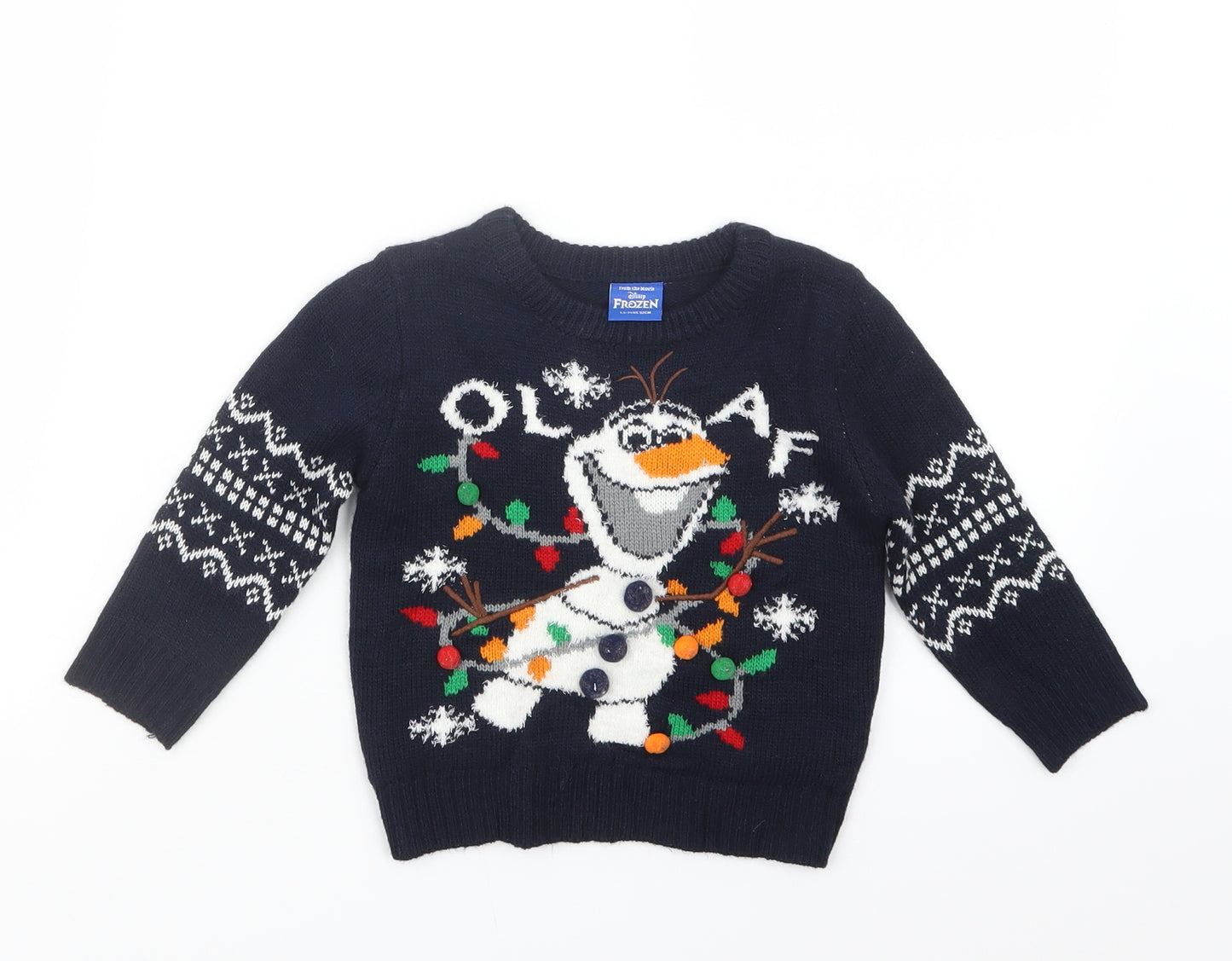 Primark Girls Blue  Knit Pullover Jumper Size 18-24 Months  - Frozen