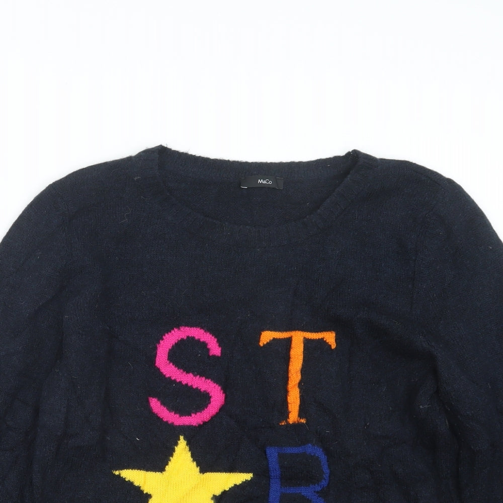 M&Co Womens Blue  Knit Pullover Jumper Size 12