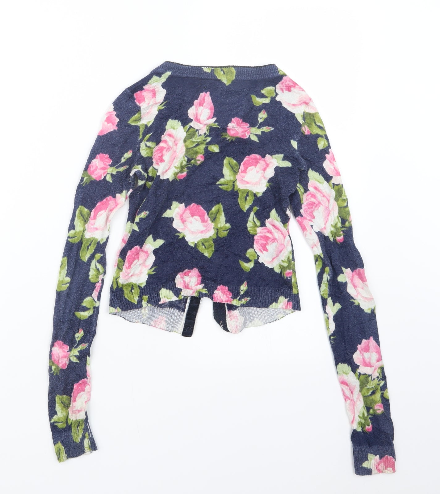 abercrombie kids Girls Blue Floral Knit Cardigan Jumper Size S