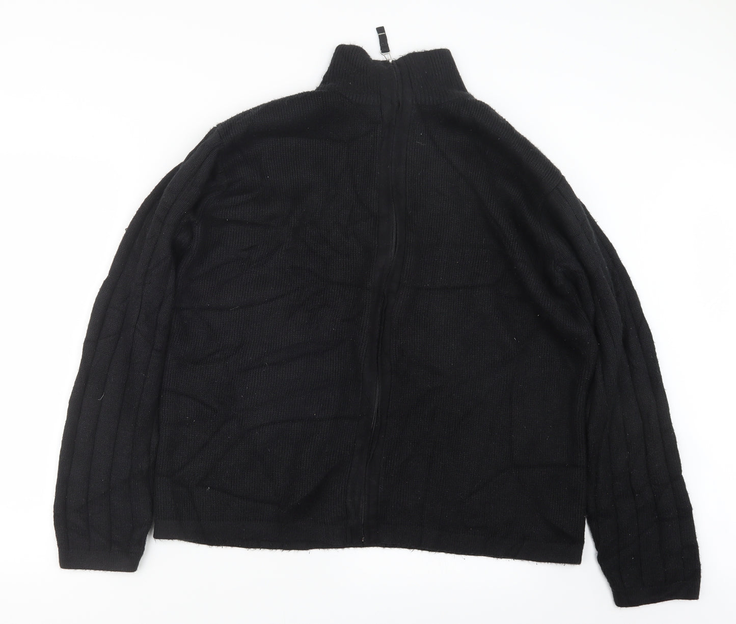 F&F Mens Black  Knit Full Zip Jumper Size L