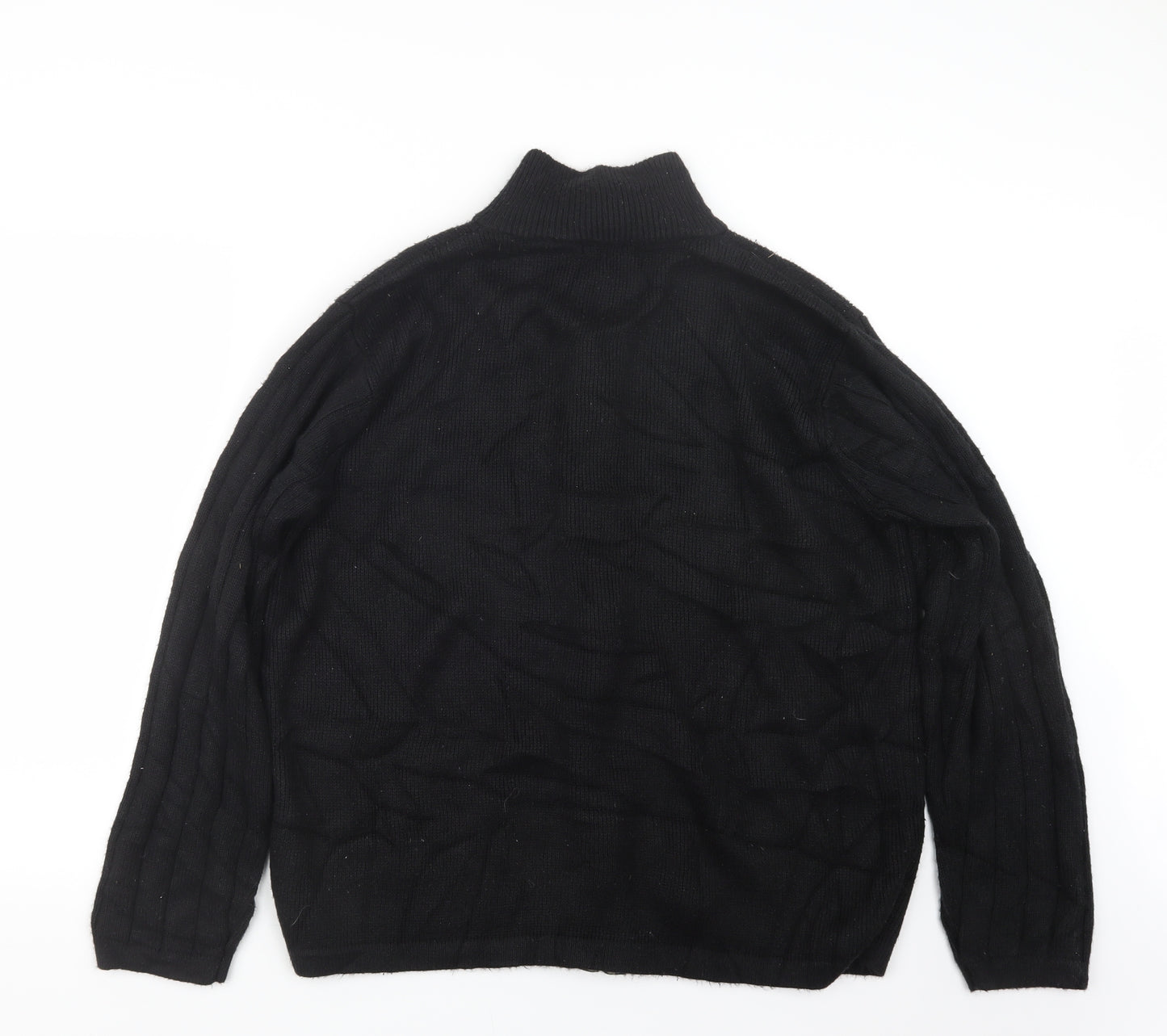 F&F Mens Black  Knit Full Zip Jumper Size L