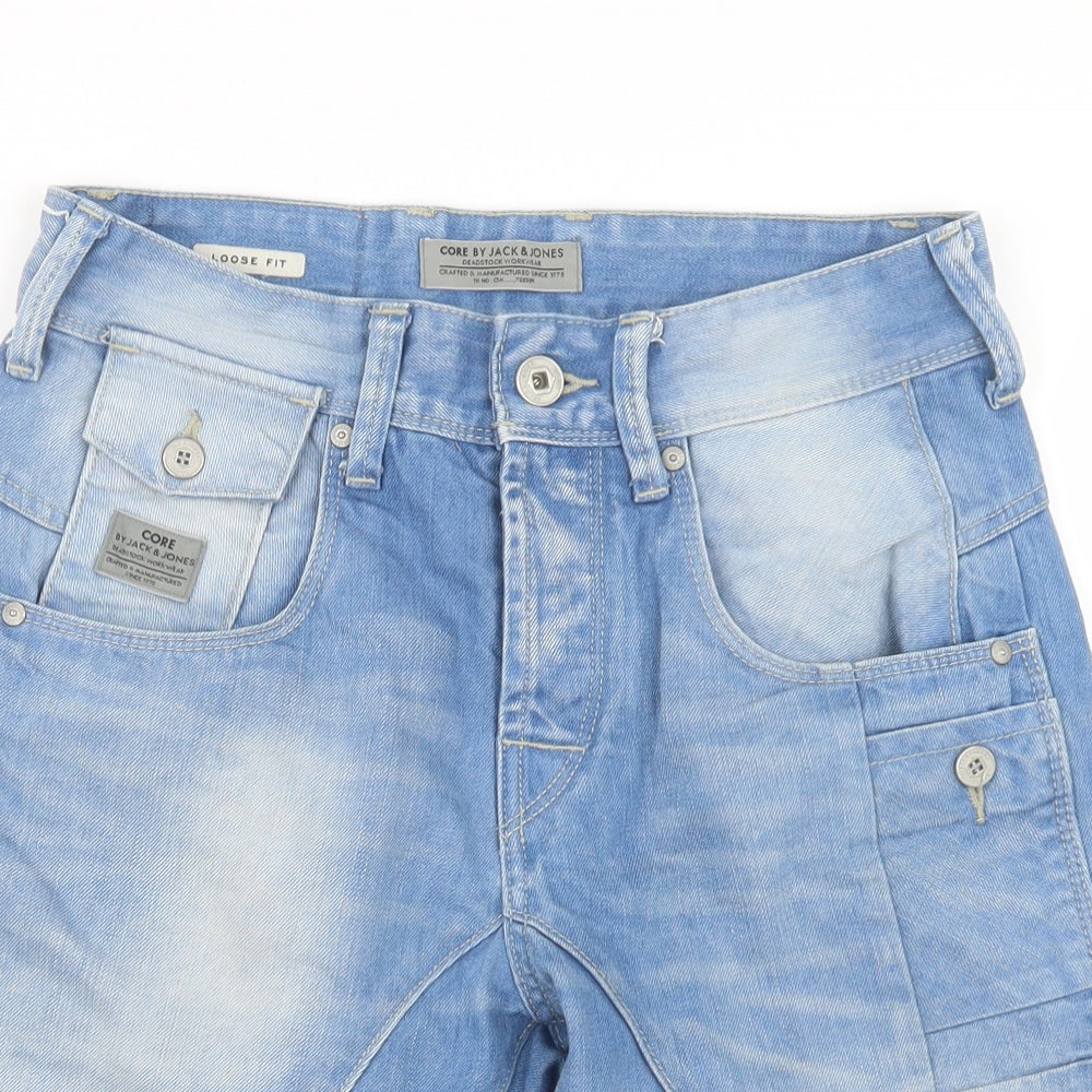 JACK & JONES Mens Blue  Denim Cargo Shorts Size 29 in