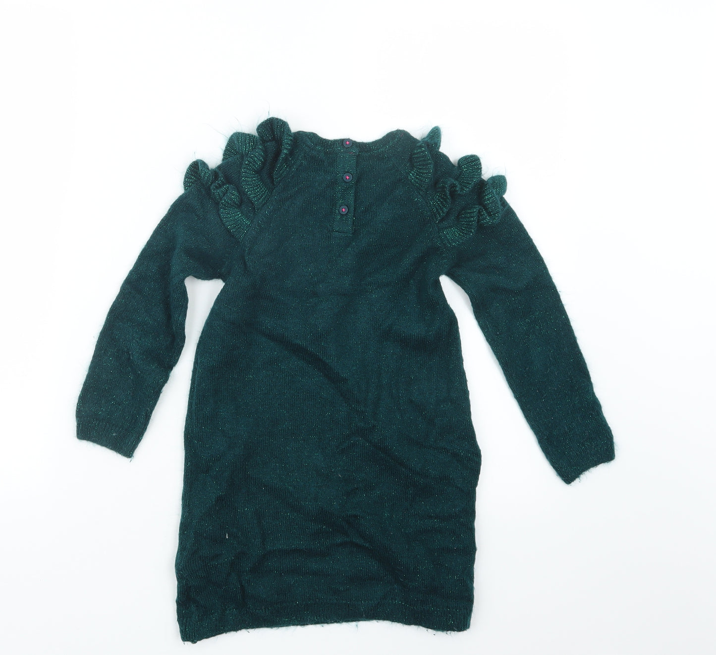 Marks and Spencer Girls Green  Knit Pullover Jumper Size 6-7 Years