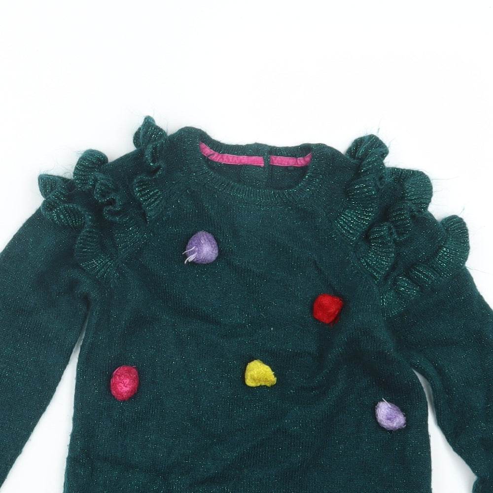 Marks and Spencer Girls Green  Knit Pullover Jumper Size 6-7 Years
