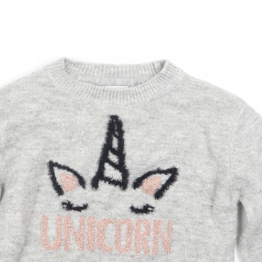 Primark Girls Grey  Knit Pullover Jumper Size 8-9 Years