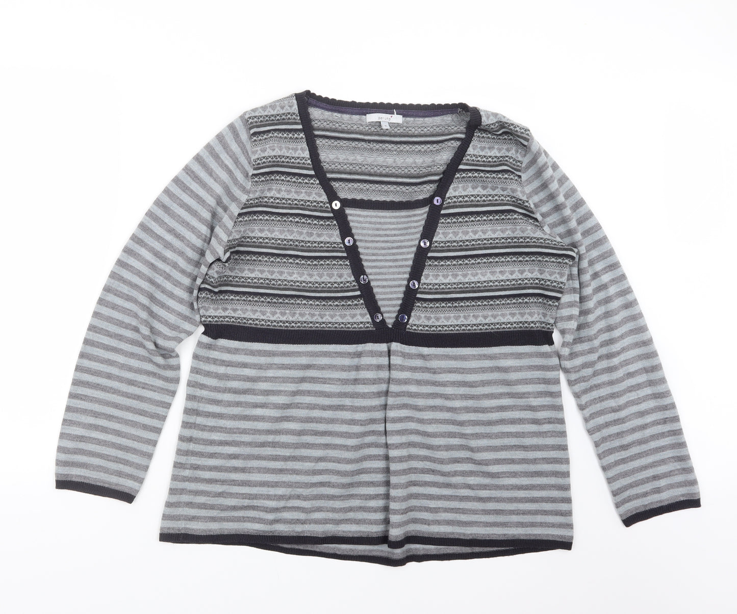 Per Una Womens Grey  Knit Pullover Jumper Size 16