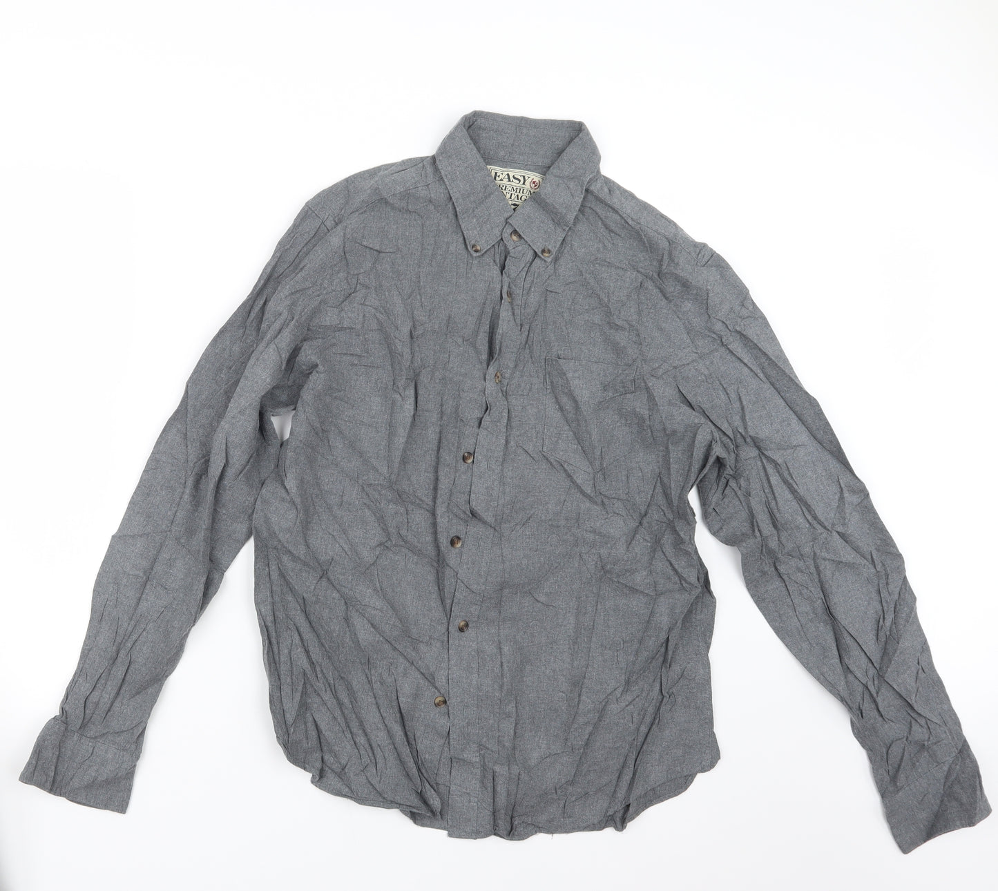 Easy Mens Grey    Button-Up Size L