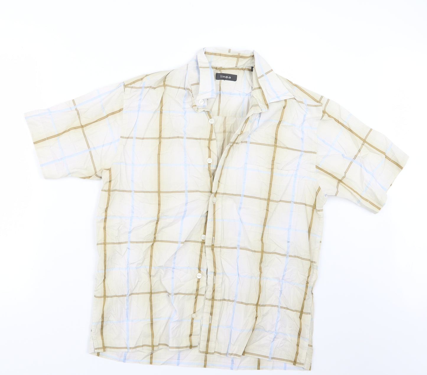 Linea Mens Blue Check   Button-Up Size S