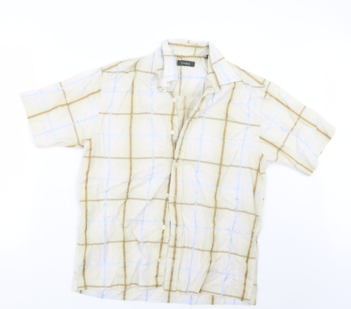 Linea Mens Blue Check   Button-Up Size S