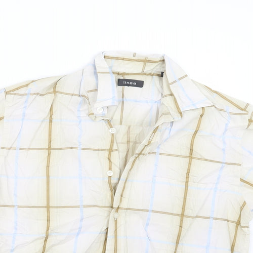 Linea Mens Blue Check   Button-Up Size S