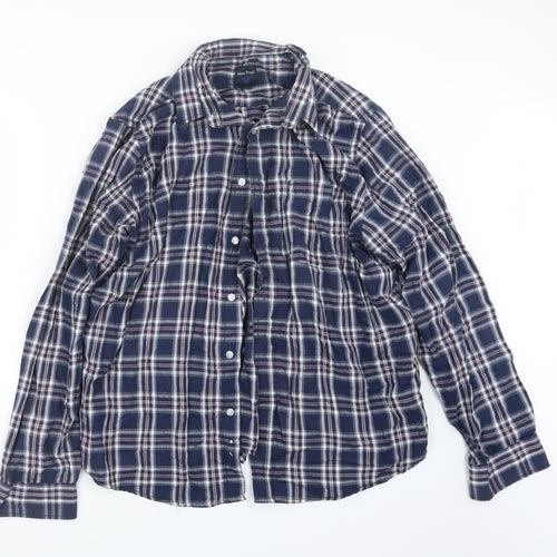 EWM Mens Blue Check   Button-Up Size XL