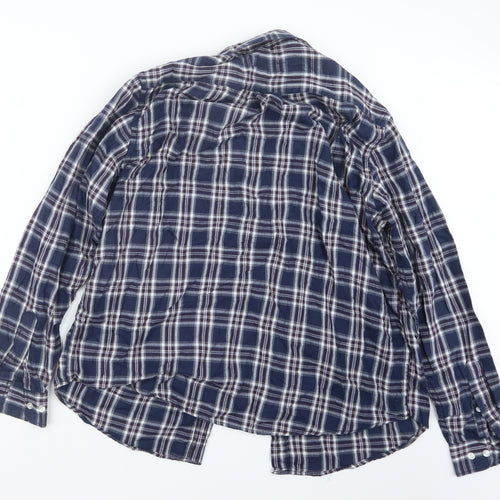 EWM Mens Blue Check   Button-Up Size XL