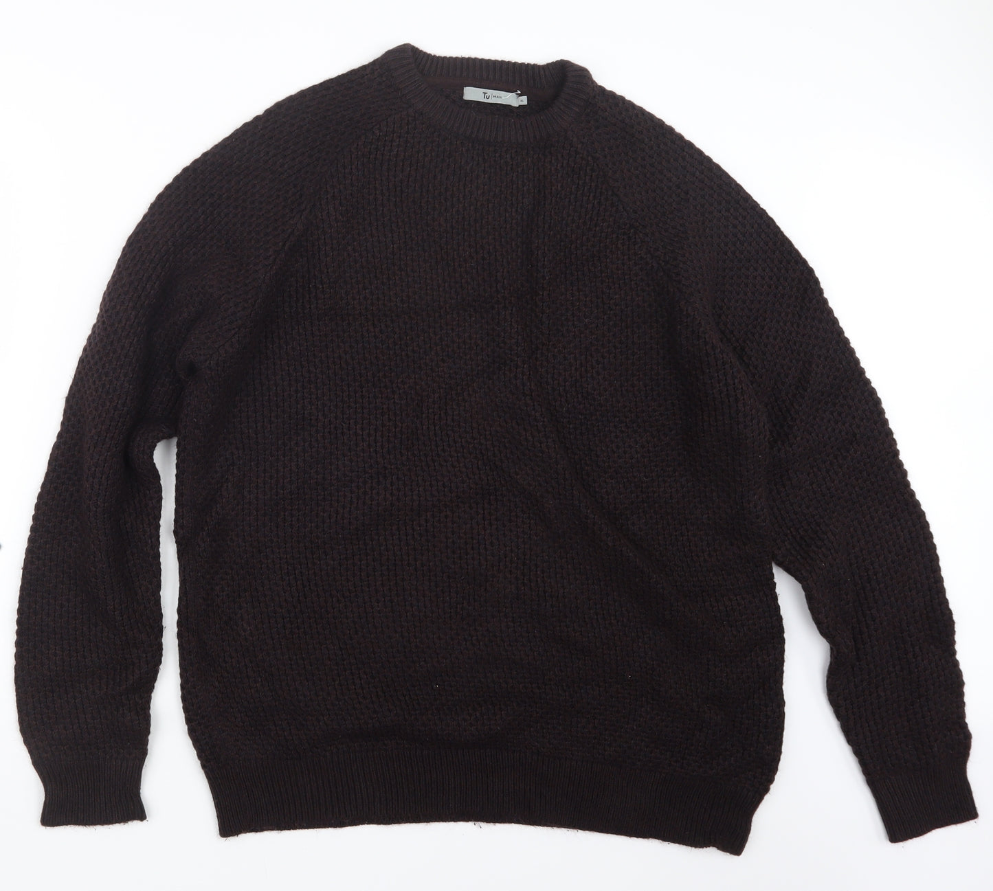 TU Mens Brown  Knit Pullover Jumper Size XL