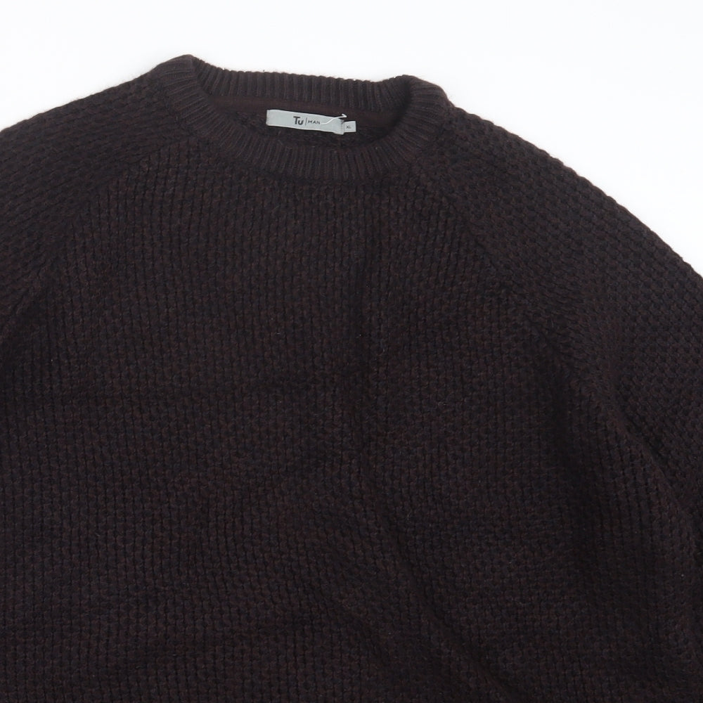 TU Mens Brown  Knit Pullover Jumper Size XL