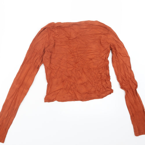 Zara Womens Orange   Cropped T-Shirt Size S