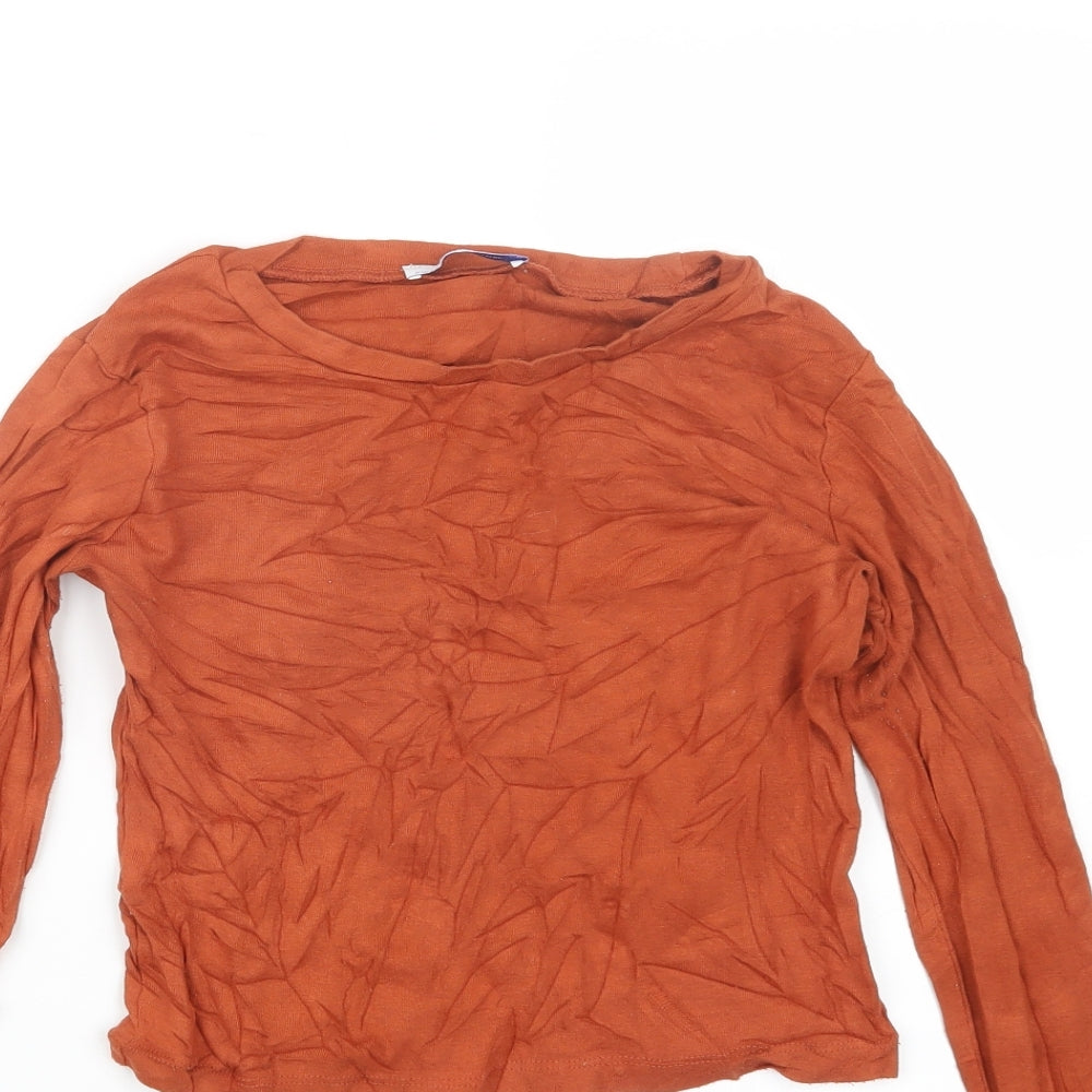 Zara Womens Orange   Cropped T-Shirt Size S