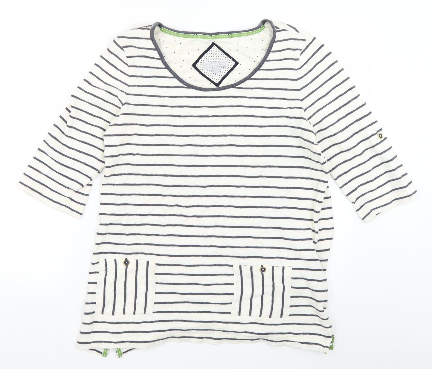 Per Una Womens White Striped  Tunic T-Shirt Size 18