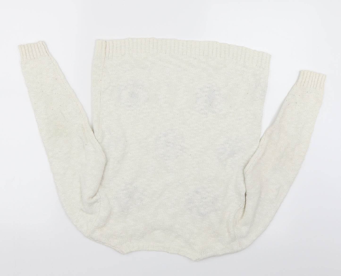 Nutmeg Girls Ivory Floral Knit Pullover Jumper Size 11-12 Years