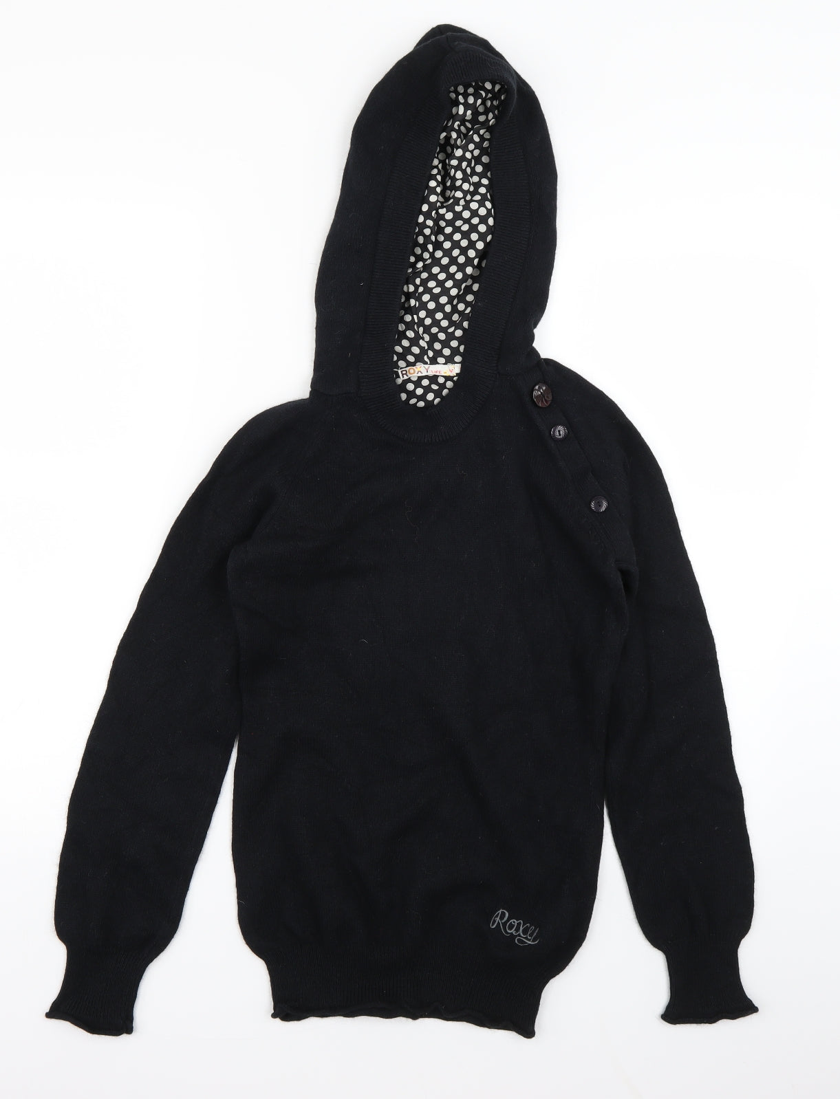 ROXY Girls Black  Knit Pullover Hoodie Size M  - Longline