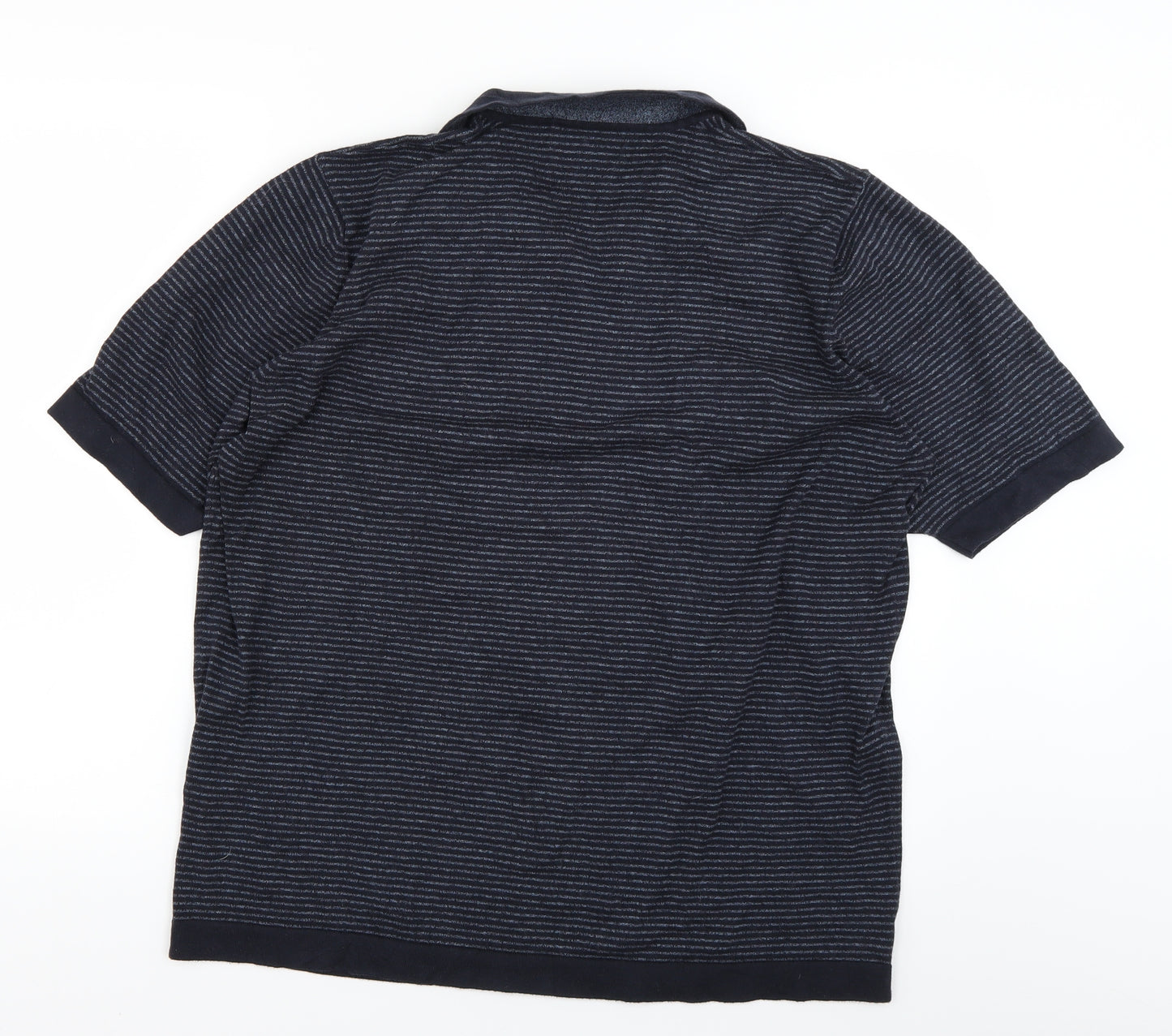 M&S Man Mens Blue Striped   Polo Size XL
