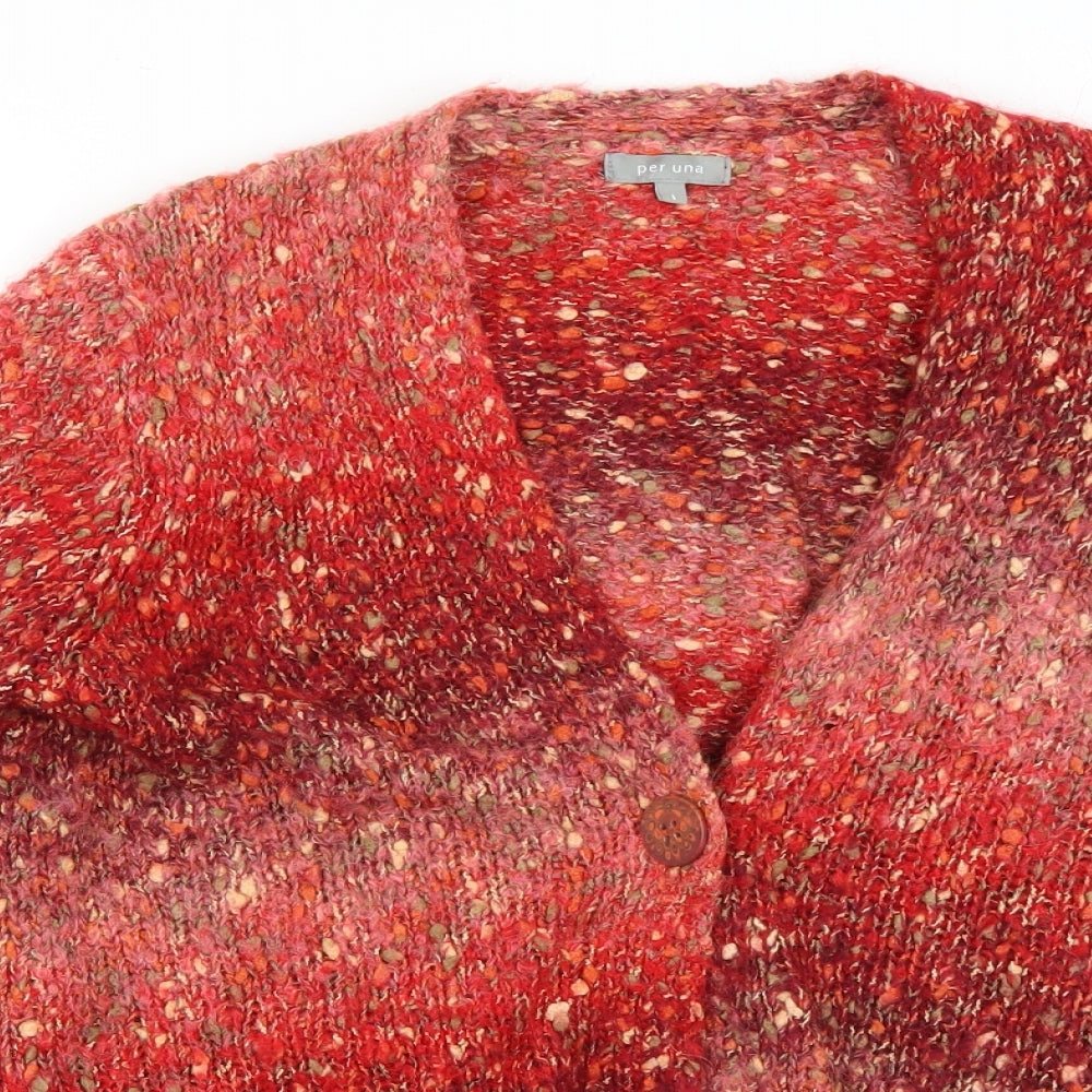 Per Una Womens Red  Knit Cardigan Jumper Size L
