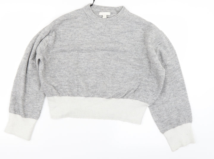H&M Womens Grey Knit Pullover Jumper Size XS - Cropped