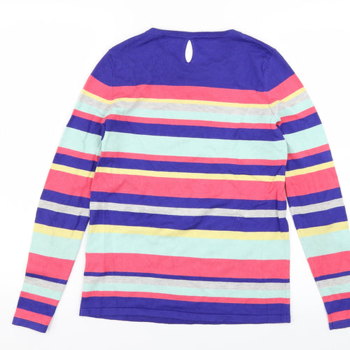 M&Co Womens Blue Striped Knit Pullover Jumper Size 10