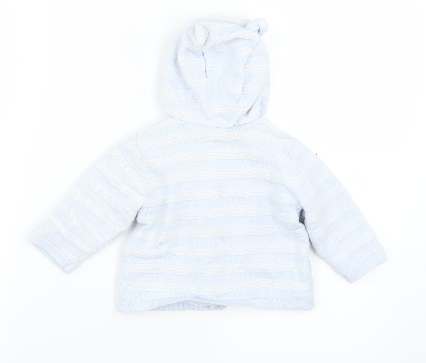 Mothercare Boys Blue Striped  Cardigan Jumper Size 6-9 Months