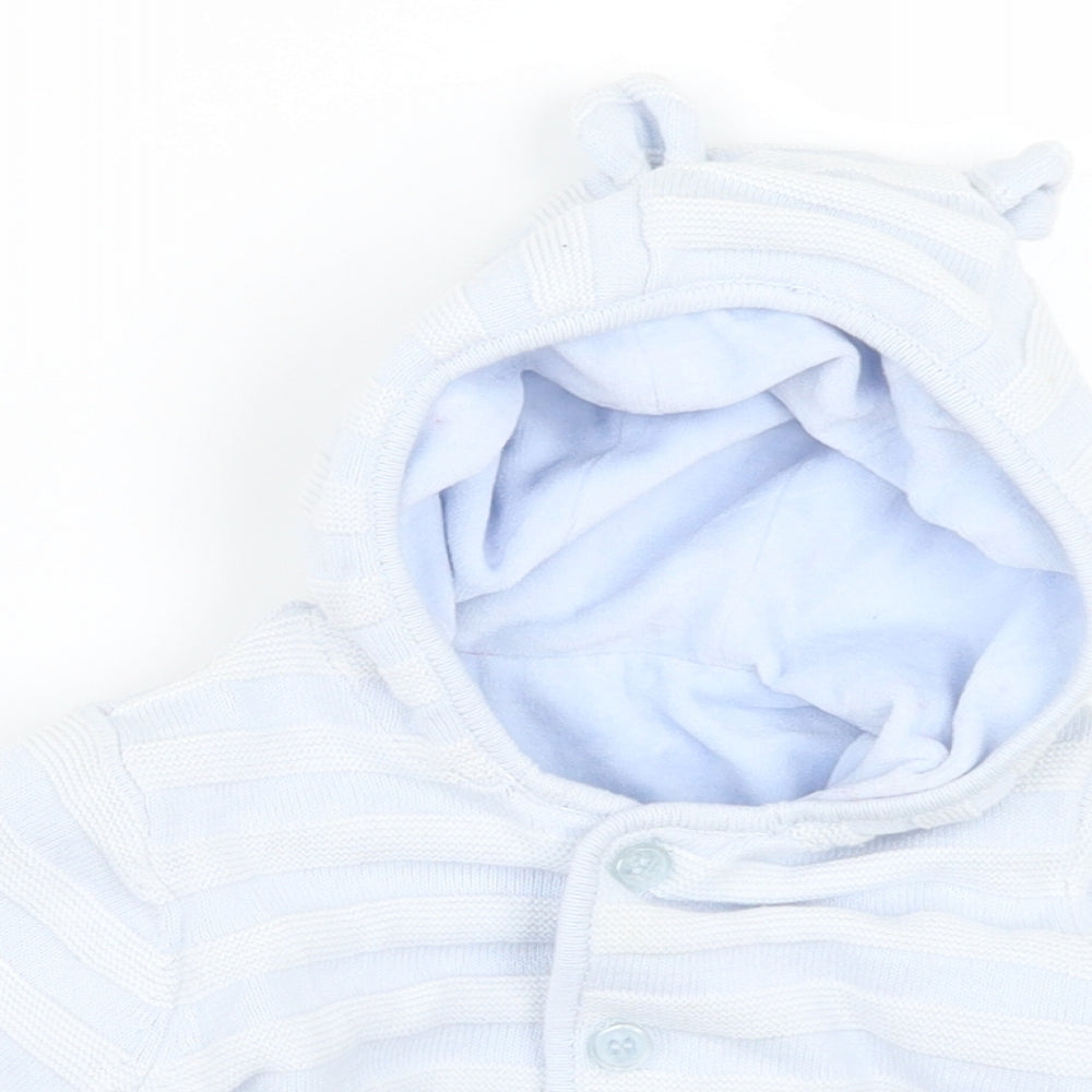 Mothercare Boys Blue Striped  Cardigan Jumper Size 6-9 Months