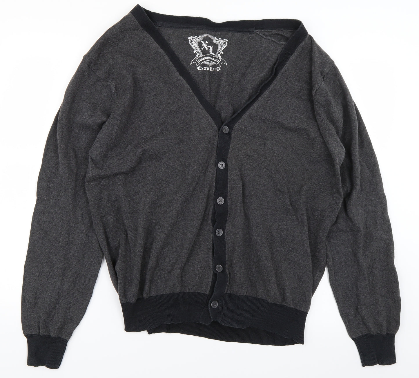 Cedar Wood State Mens Grey  Knit Cardigan Jumper Size XL