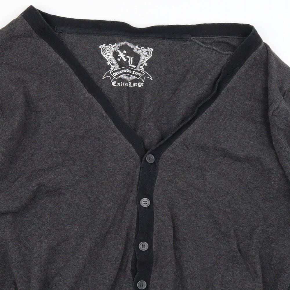 Cedar Wood State Mens Grey  Knit Cardigan Jumper Size XL