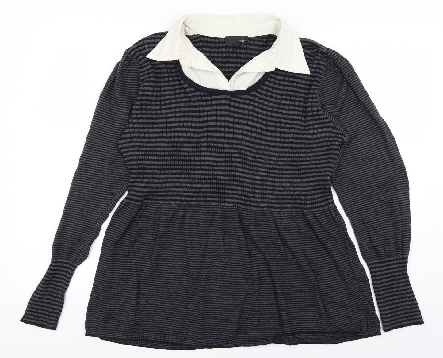 NEXT Womens Black Striped  Basic Blouse Size 20