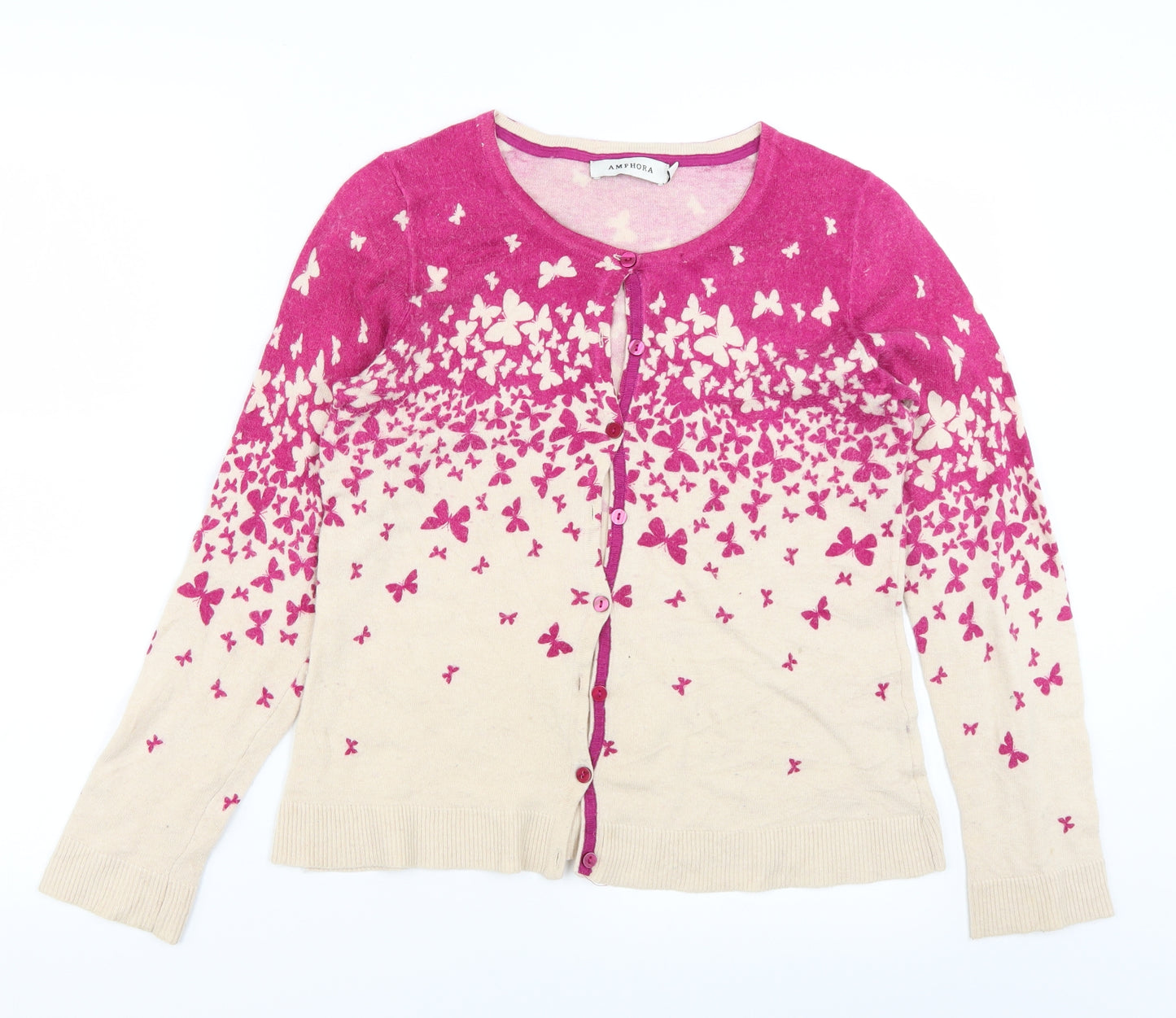 Amphora Womens Pink  Knit Cardigan Jumper Size M