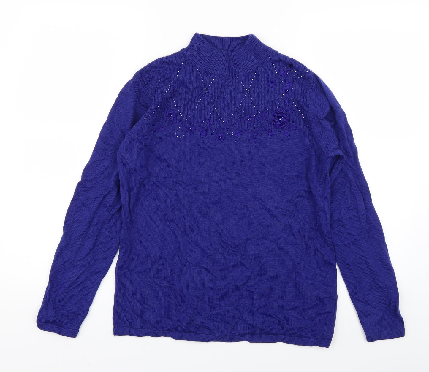 Bm Colelction Womens Blue  Knit Pullover Jumper Size S
