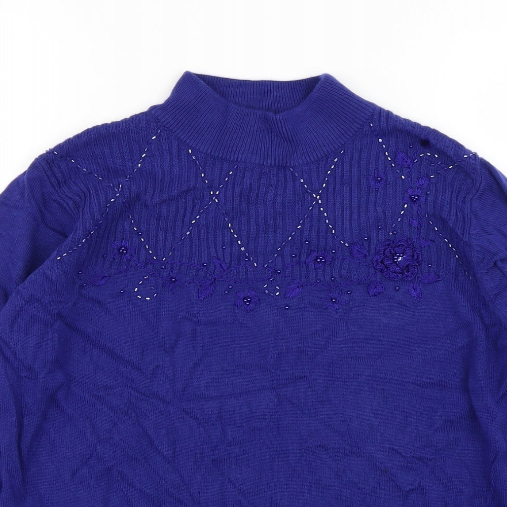 Bm Colelction Womens Blue  Knit Pullover Jumper Size S