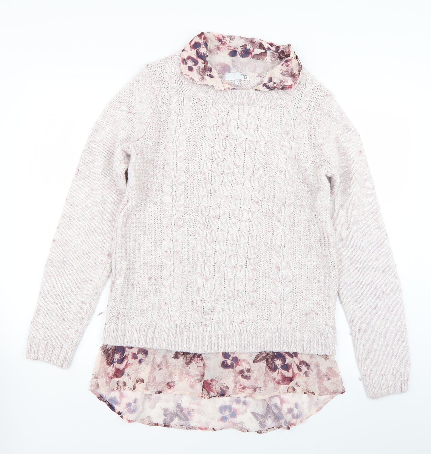 NXT Womens Pink Floral Knit Pullover Jumper Size 14