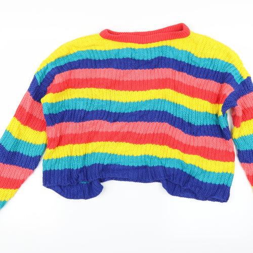 Only Womens Blue Striped Knit Pullover Jumper Size XS
