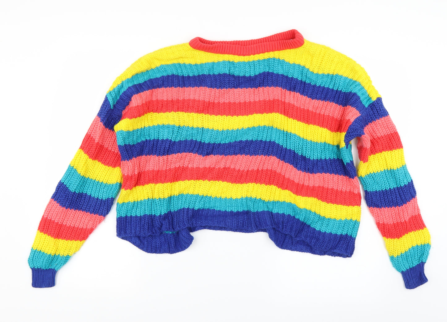 Only Womens Blue Striped Knit Pullover Jumper Size XS