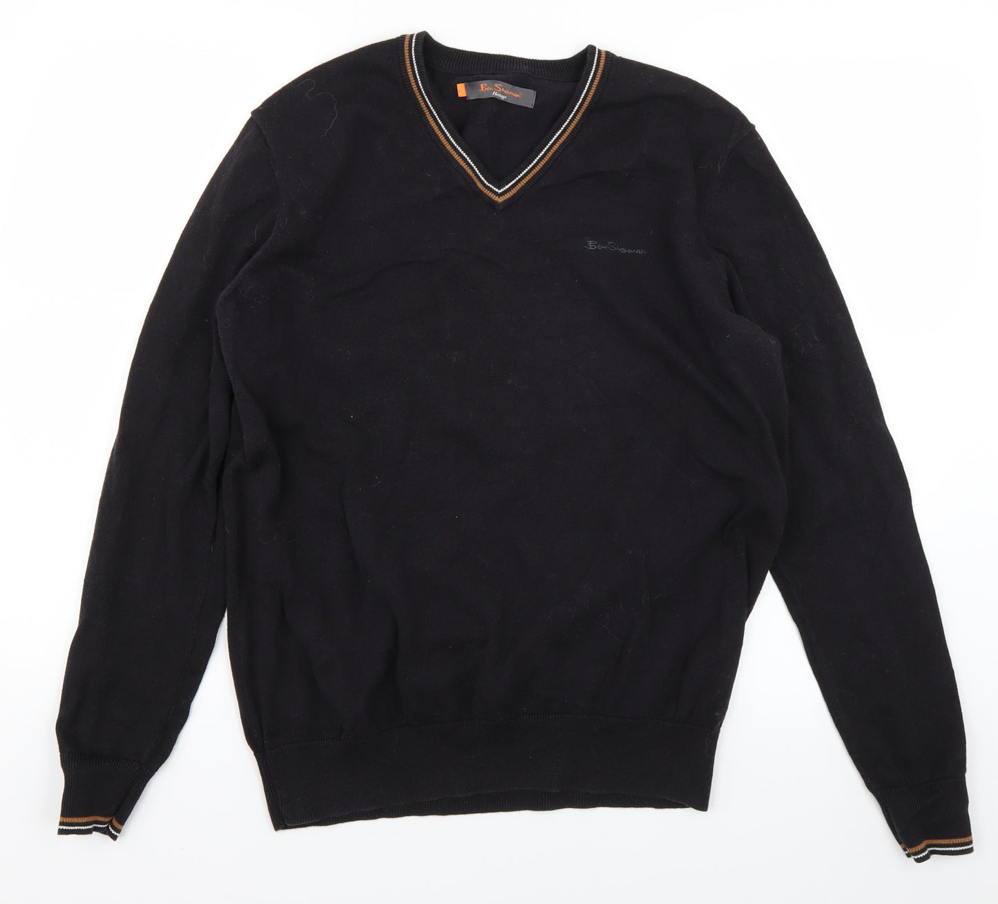 Ben Sherman Mens Black  Knit Pullover Jumper Size L