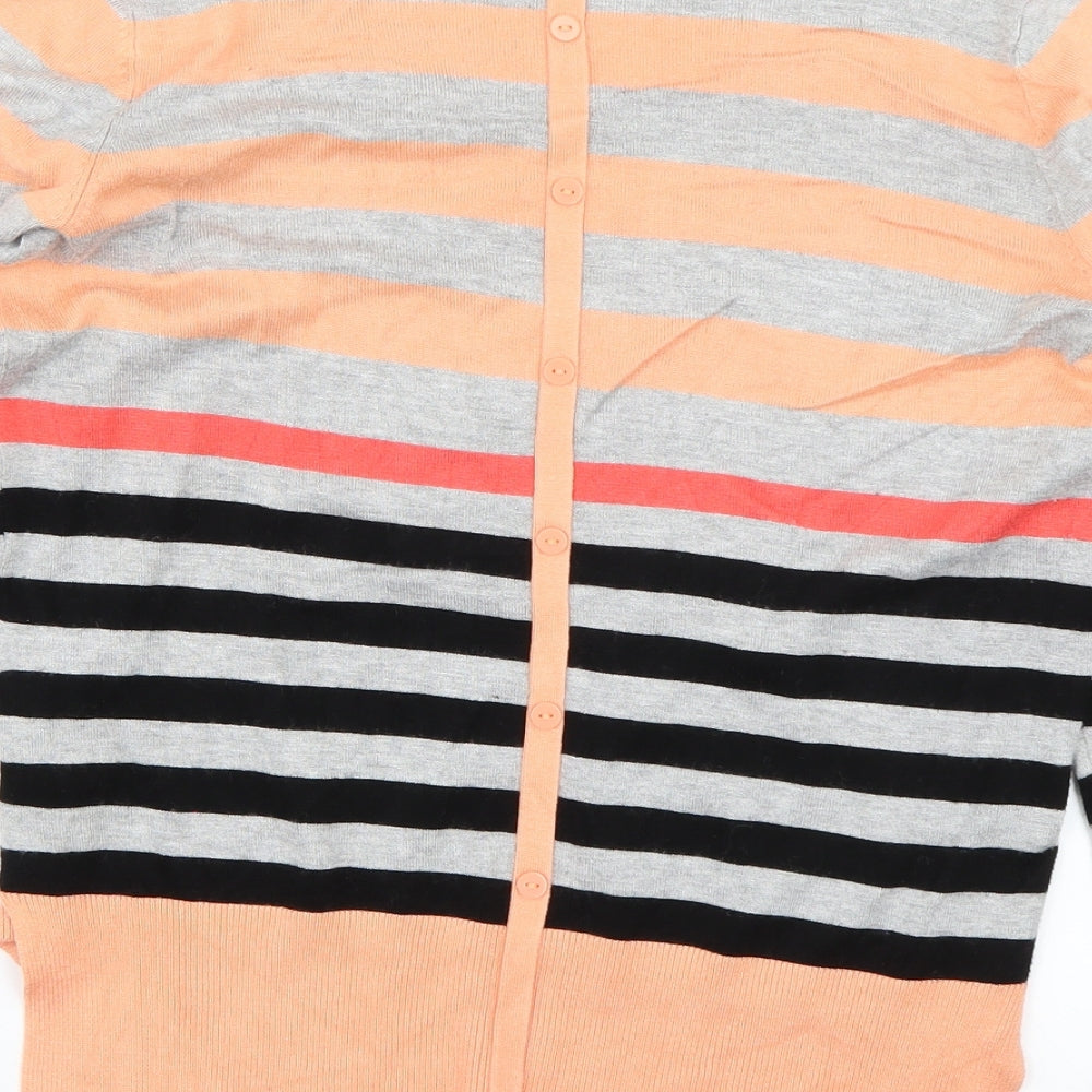 fransa Womens Orange Striped Knit Pullover Jumper Size M