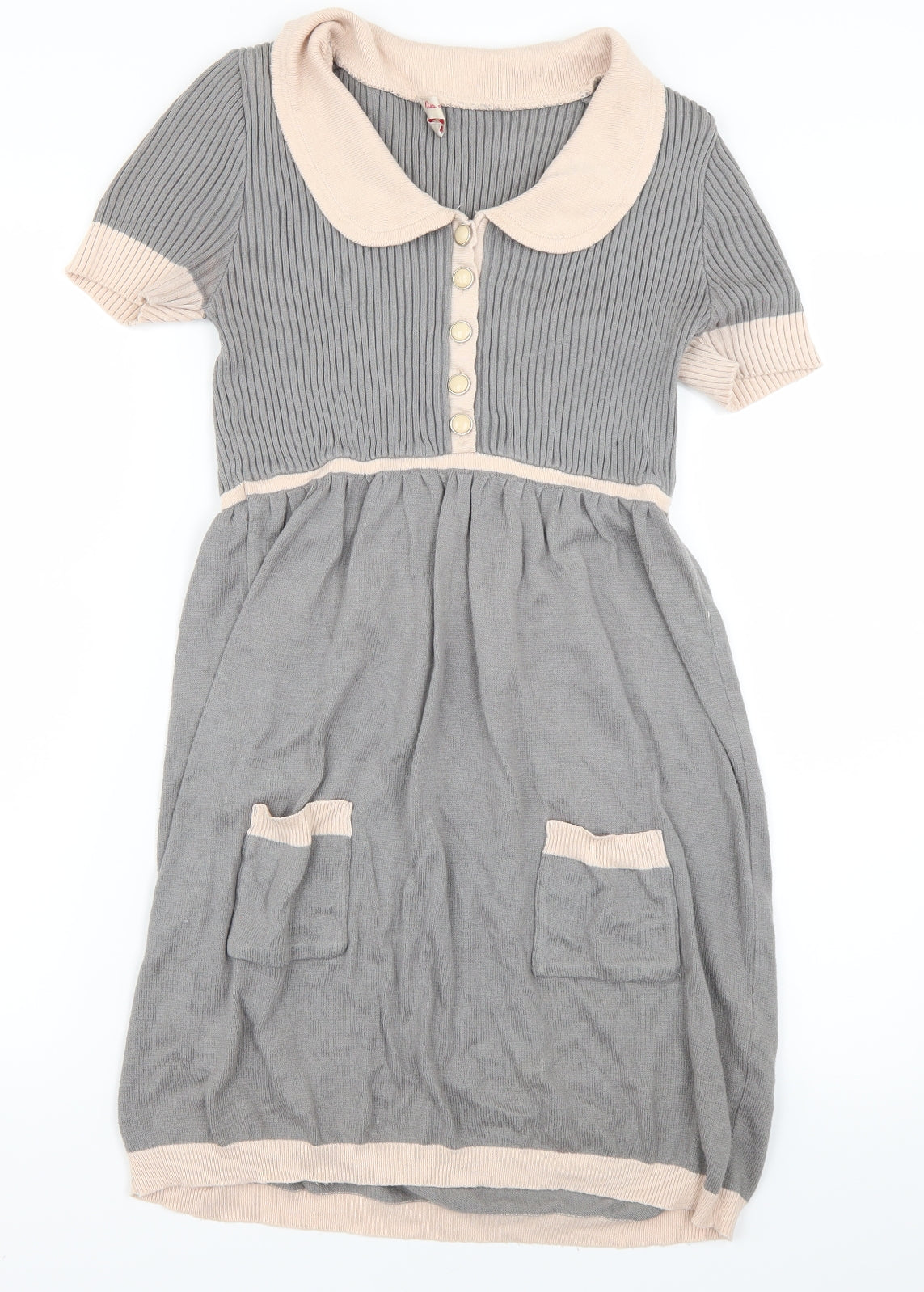Miss Selfridge Womens Grey Colourblock Knit Skater Dress  Size 12
