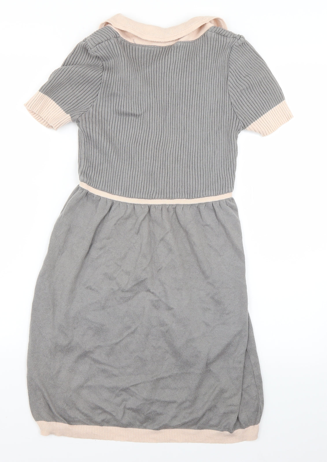 Miss Selfridge Womens Grey Colourblock Knit Skater Dress  Size 12