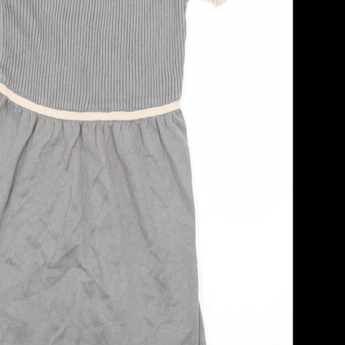 Miss Selfridge Womens Grey Colourblock Knit Skater Dress  Size 12