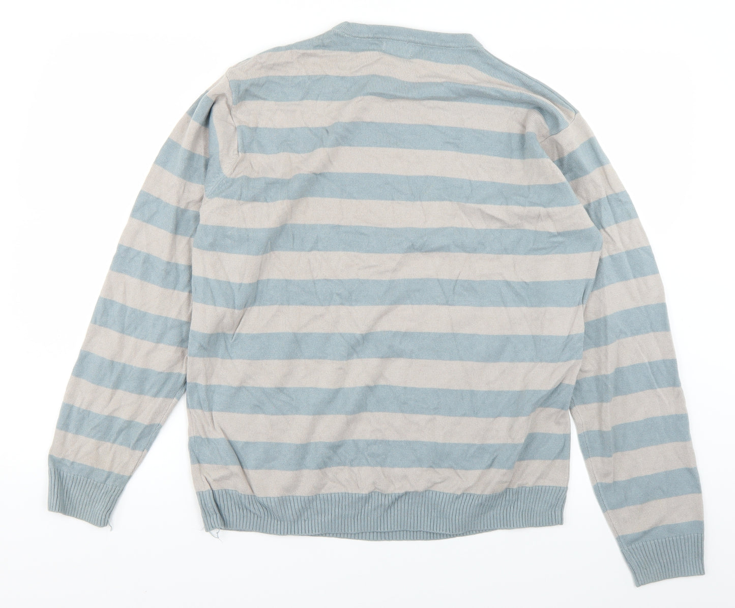 NEXT Mens Blue Striped Knit Pullover Jumper Size M