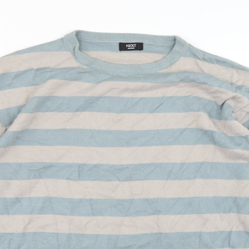 NEXT Mens Blue Striped Knit Pullover Jumper Size M