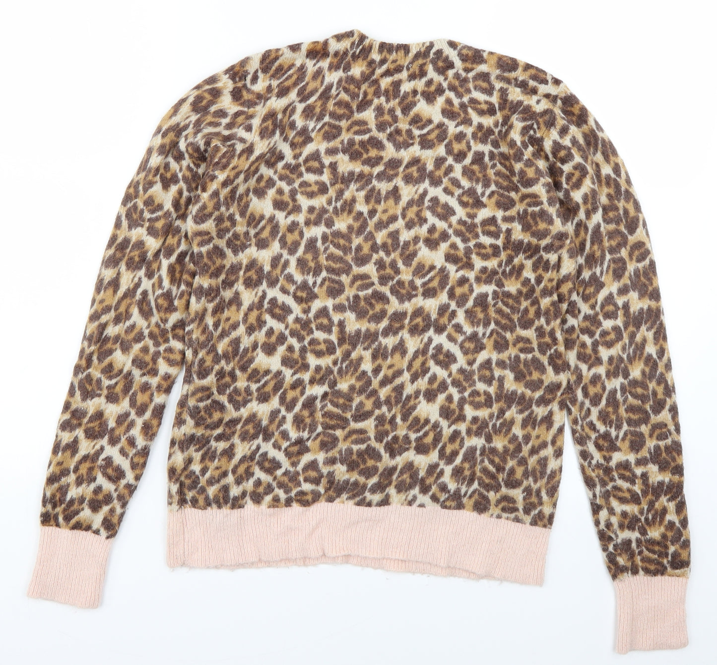 Oasis Womens Brown Animal Print Knit Pullover Jumper Size S
